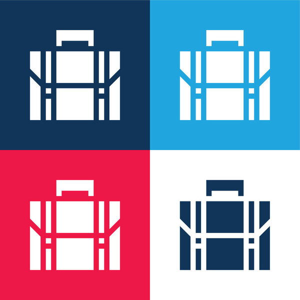 Briefcase blue and red four color minimal icon set