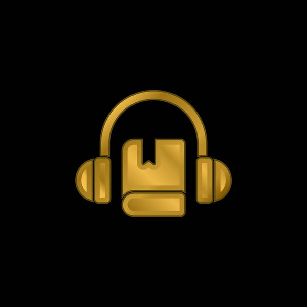 Audio Book gold plated metalic icon or logo vector