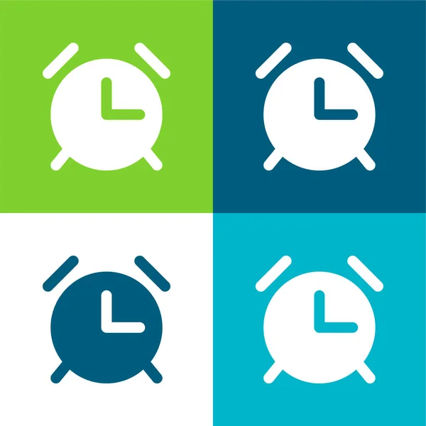 Reloj Despertador Plano Cuatro Colores Mínimo Icono Conjunto — Vector de stock