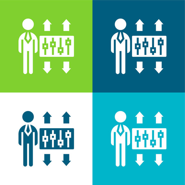 Адаптация Плоский четырехцветный минимальный набор значков