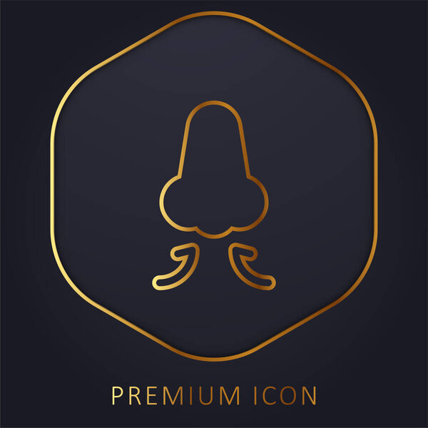 Дыхание в золотой линии премиум логотип или значок