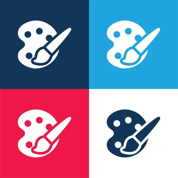 Kunstpalette Blau Und Rot Vier Farben Minimales Icon Set — Stockvektor