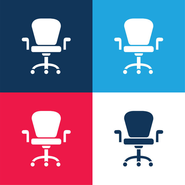 Кресло с колесами мебели студии синий и красный четыре цвета минимальный набор значков