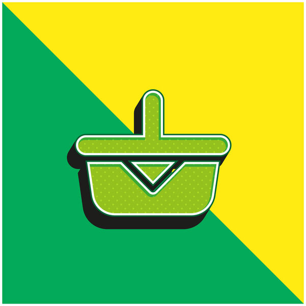 Basket Green and yellow modern 3d vector icon logo