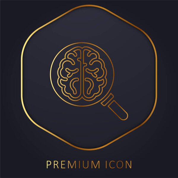 Brain golden line premium logo or icon