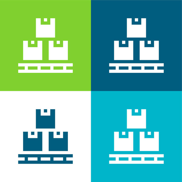 Box Flat four color minimal icon set