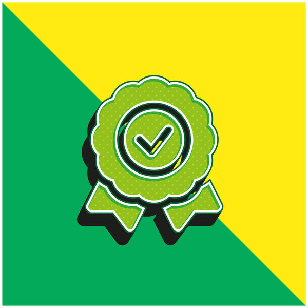 Badge Green and yellow modern 3d vector icon logo