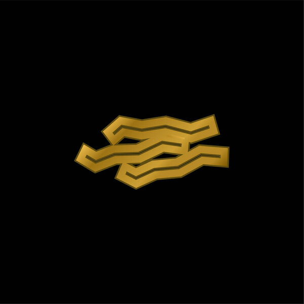Bacon Strips Outline gold plated metalic icon or logo vector