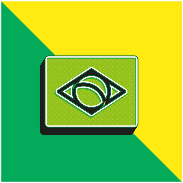 Бразилия Зеленый и желтый современный 3D логотип векторной иконки