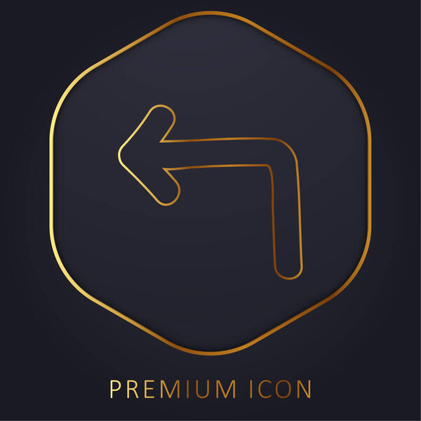 Указатель стрелки влево Нарисованный символ золотой линии логотип или иконка