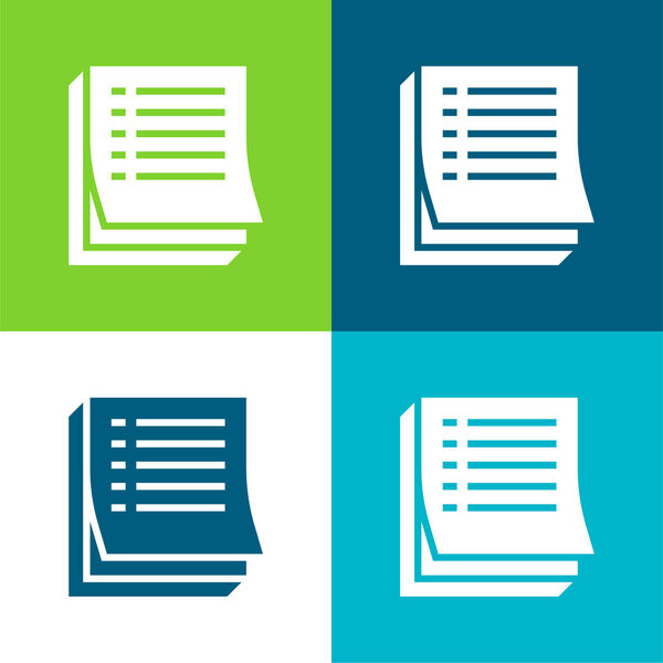 Повестка дня Плоский четырехцветный минимальный набор значков