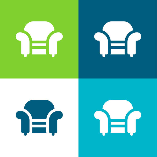 Armchair Flat four color minimal icon set