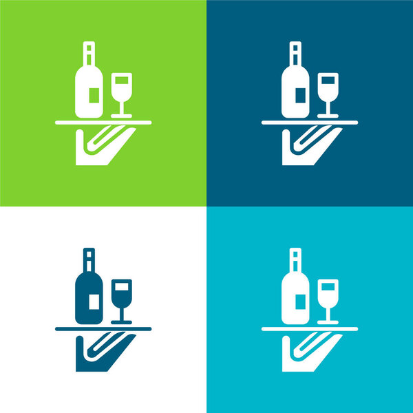 Bar Service Flat four color minimal icon set