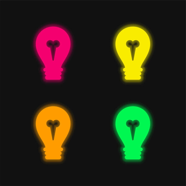 Big Light Bulb four color glowing neon vector icon