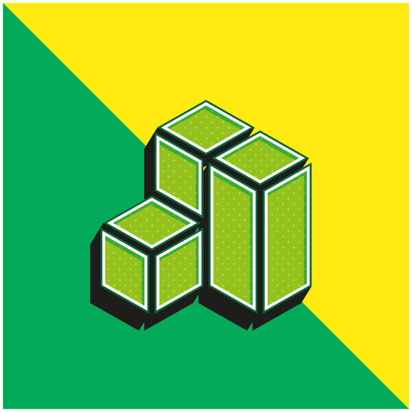 3D моделирование зеленый и желтый современный 3D логотип векторной иконки