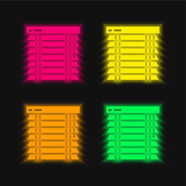 Blinds four color glowing neon vector icon