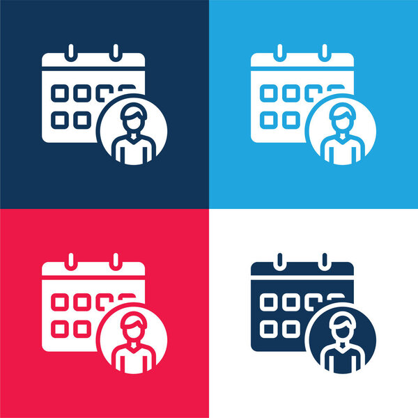 Appointment blue and red four color minimal icon set