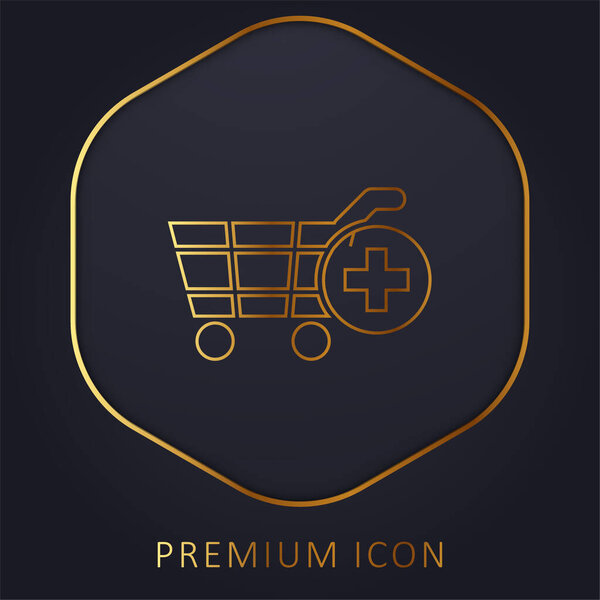 Add Shopping Cart E Commerce Interface Symbol golden line premium logo or icon