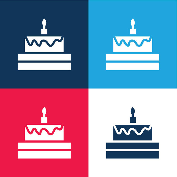 Birthday Cake blue and red four color minimal icon set