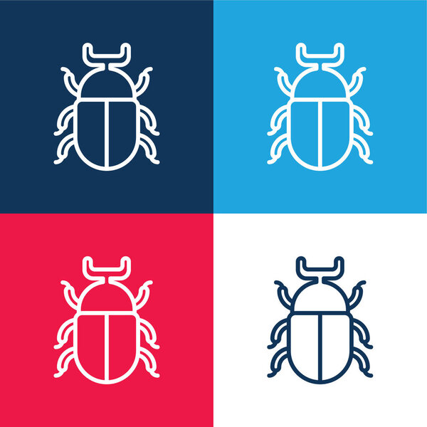 Beetle blue and red four color minimal icon set