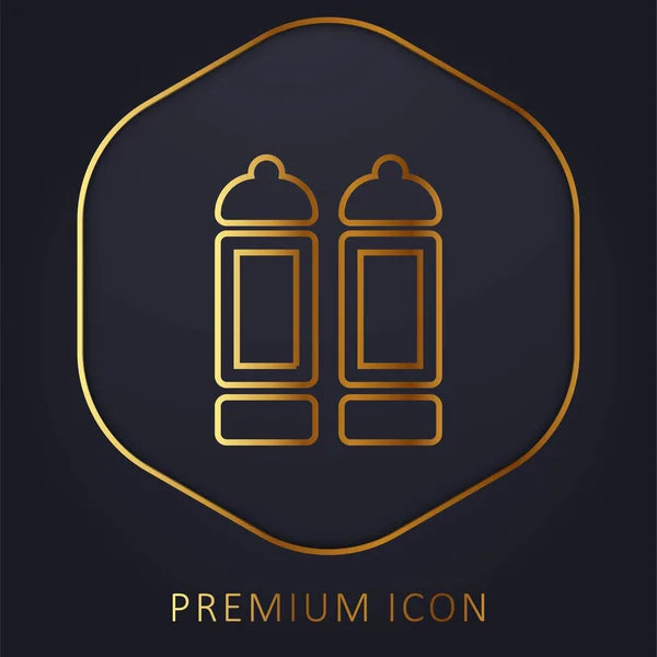 Gran Estante Especias Línea Dorada Logotipo Premium Icono — Vector de stock