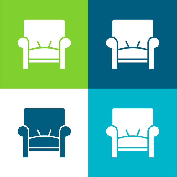 Armchair Flat four color minimal icon set