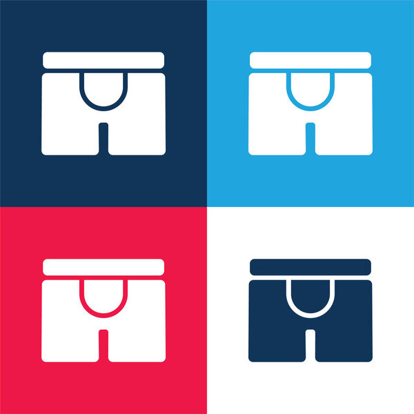 Boxers blue and red four color minimal icon set