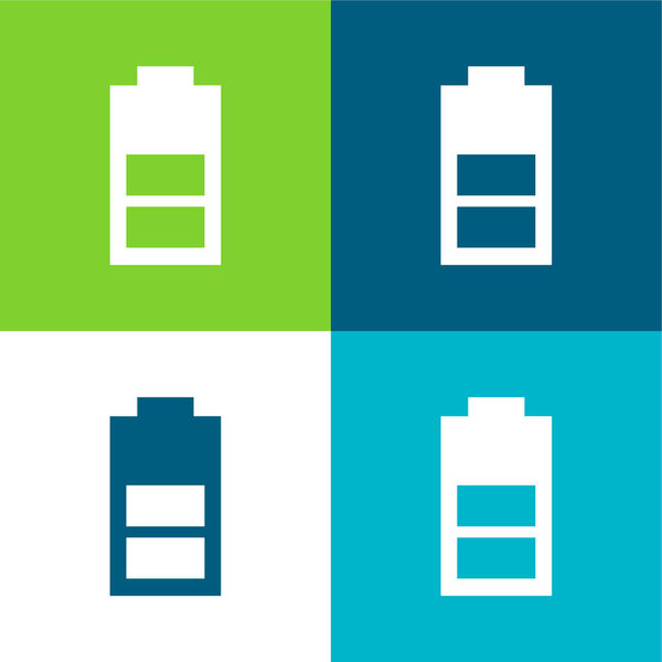 Battery With Half Charge Flat four color minimal icon set