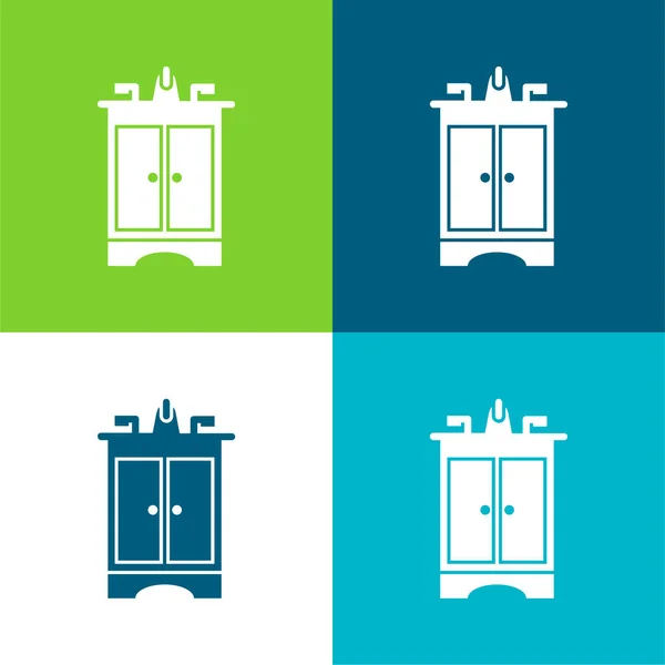 Muebles Baño Piso Cuatro Colores Mínimo Icono Conjunto — Vector de stock