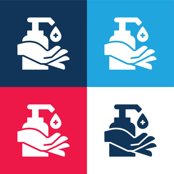 Alcohol blue and red four color minimal icon set