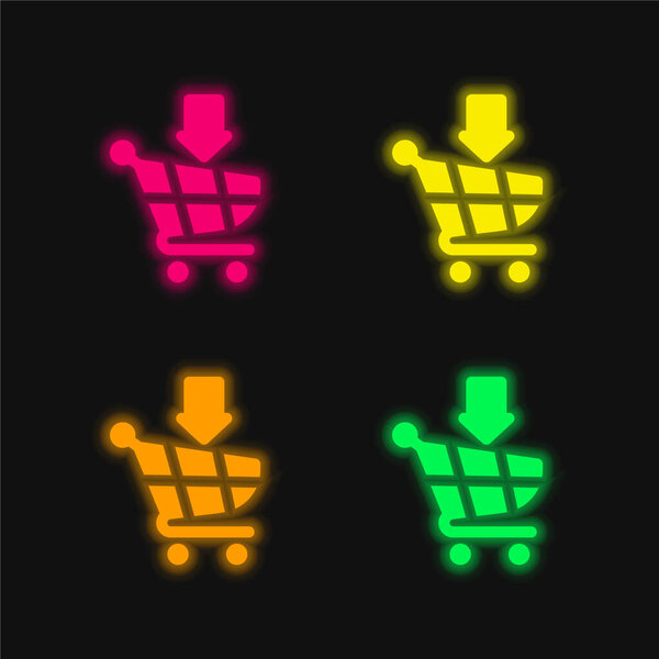 Добавить в корзину 4 цветных светящихся неоновых вектора значок