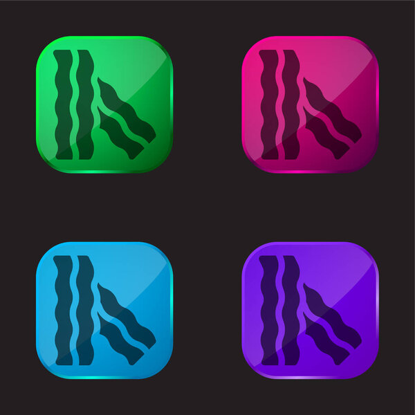 Bacon four color glass button icon