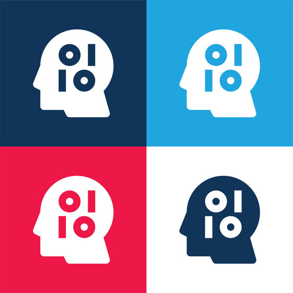 Бинарный синий и красный четыре цвета минимальный набор значков