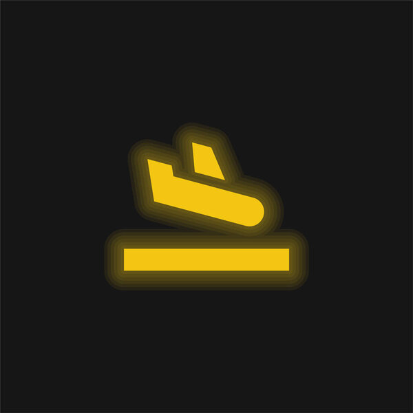 Arrival yellow glowing neon icon