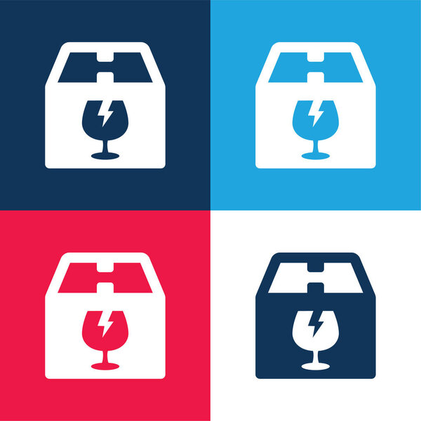 Box blue and red four color minimal icon set