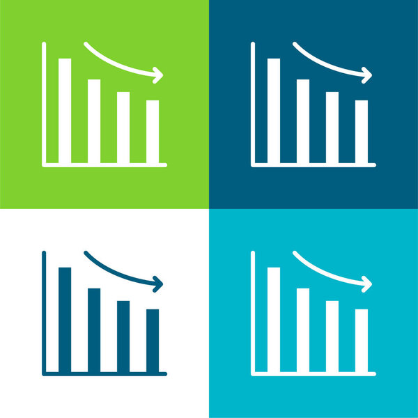 Bar Flat four color minimal icon set