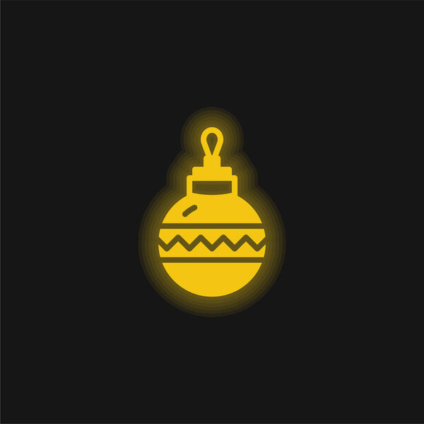 Bauble yellow glowing neon icon