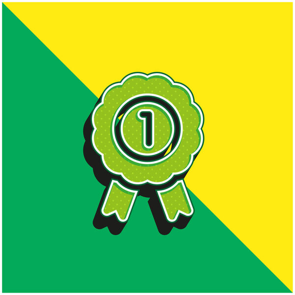 Badge Green and yellow modern 3d vector icon logo