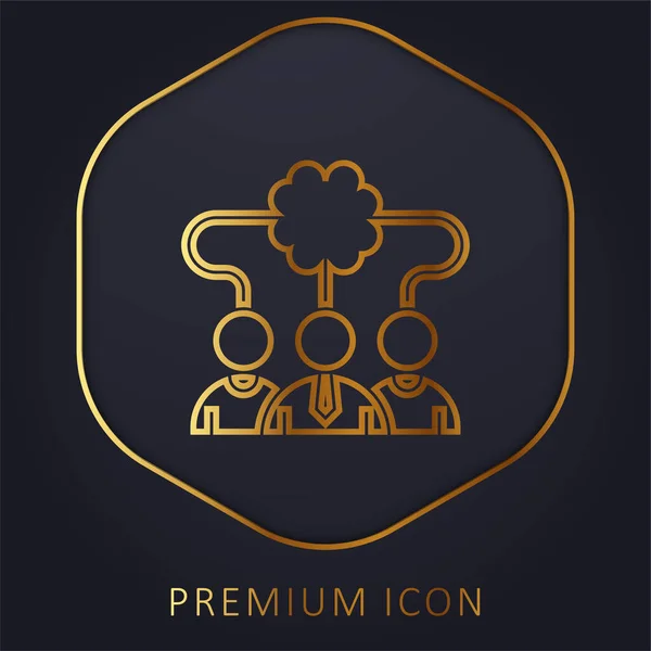 Lluvia Ideas Línea Dorada Logotipo Premium Icono — Vector de stock