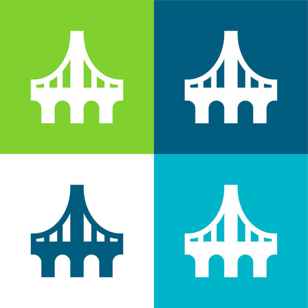 Bridges Flat four color minimal icon set