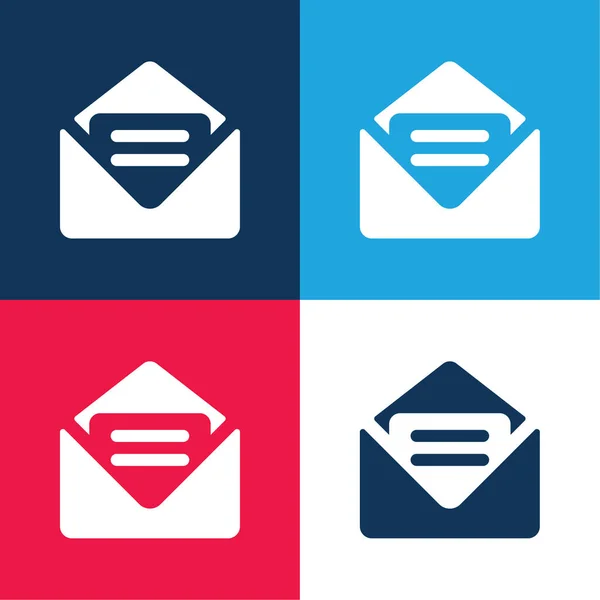 Big New Email Azul Vermelho Conjunto Ícones Mínimos Quatro Cores — Vetor de Stock