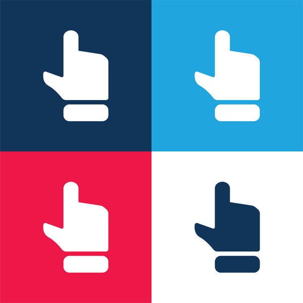Black Hand Finger Pointing Up blue and red four color minimal icon set