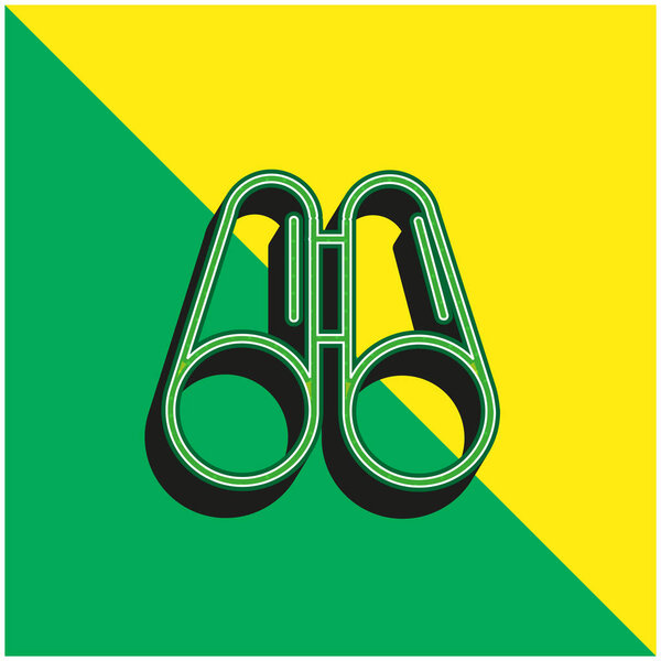 Binoculars Green and yellow modern 3d vector icon logo