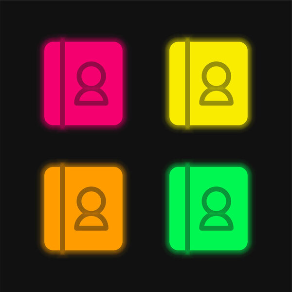 Agenda four color glowing neon vector icon