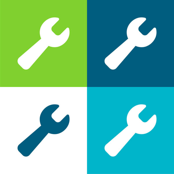 Black Wrench Flat four color minimal icon set