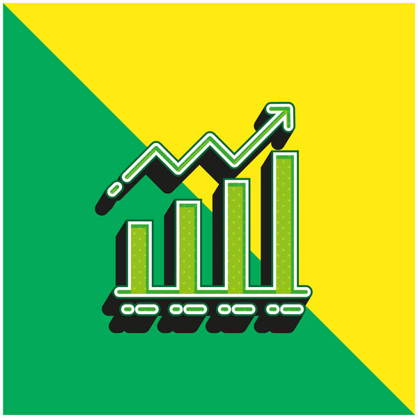 Бар Граф Зеленый и желтый современный 3d векторный логотип