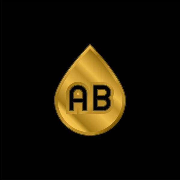 Blood Type gold plated metalic icon or logo vector
