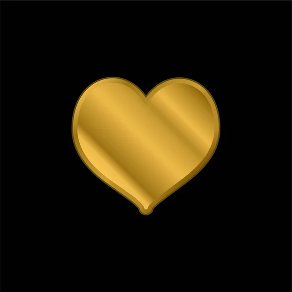 Black Heart Shaped Gold Plated Metalic Icon Logo Vector — Stock Vector