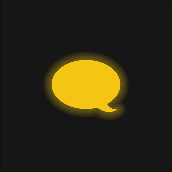 Discurso Negro Burbuja Amarillo Brillante Icono Neón — Vector de stock