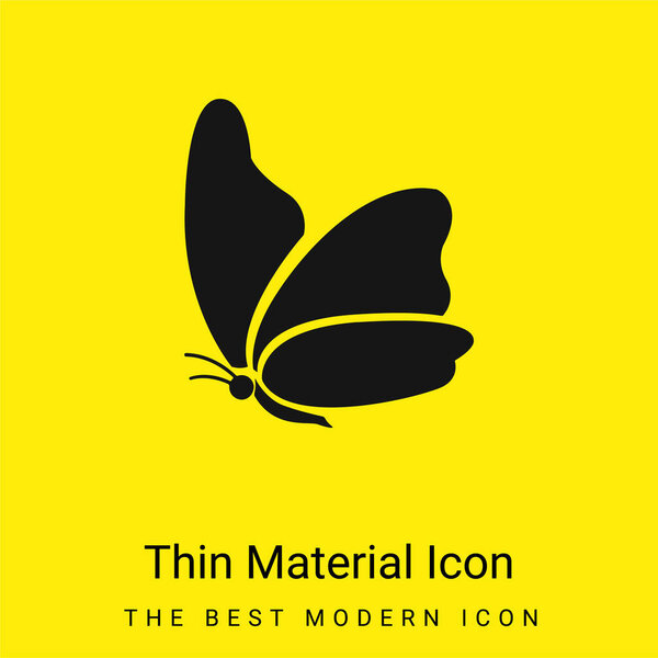 Big Wing Butterfly Minimal Bright Yellow Material Icon — Stock Vector